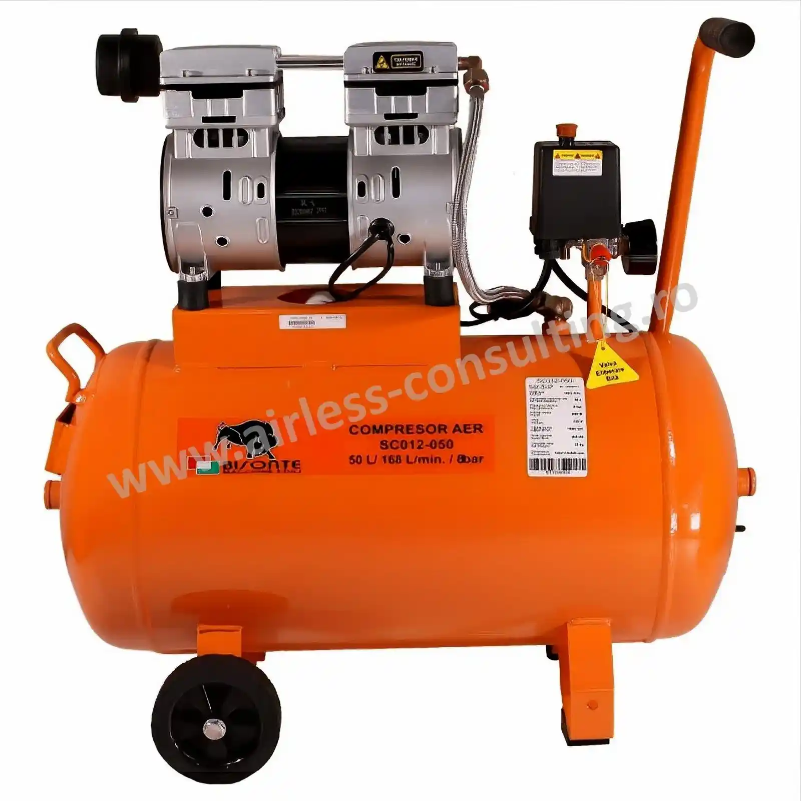 Utilaje profesionale constructii - Compresor aer cu piston, SC012 050, fara ulei, debit aer 168 l/min, 8 bar, 230V