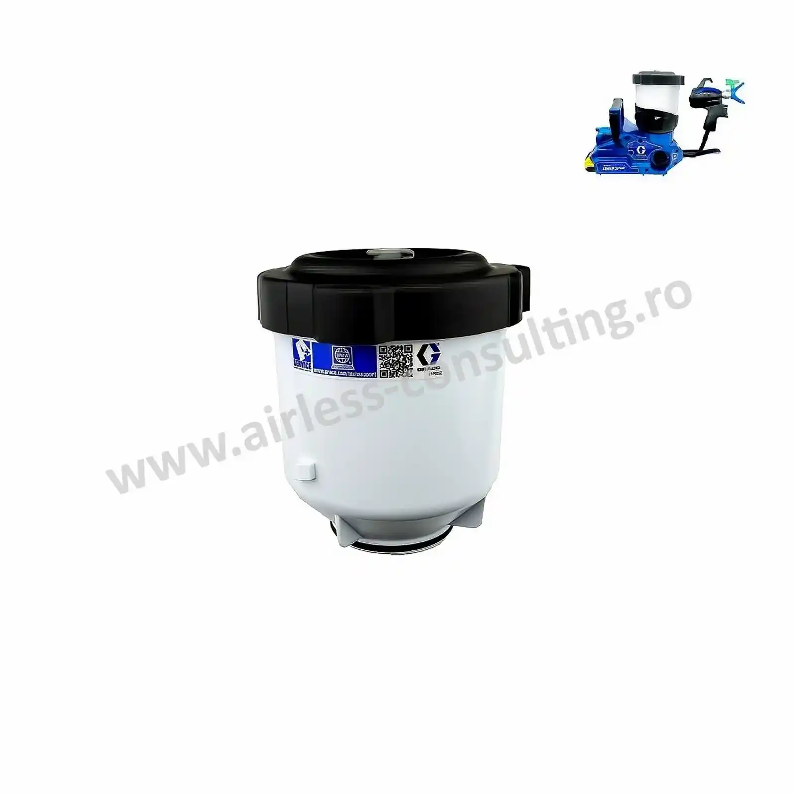 Piese de schimb pompe - Cupa completa, pistol de vopsit Ultra QuickShot, Graco, cu acumulator