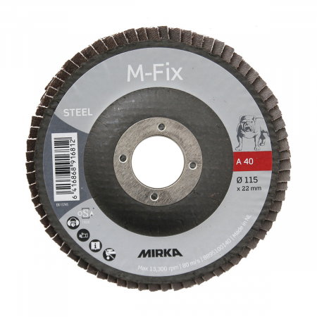 Unelte si scule Mirka - Disc abraziv de fibra tip flap M-FIX, 115x22mm, ALO, P60, 10 bucati/pachet, Mirka