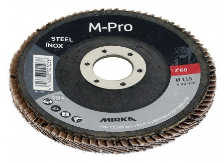Unelte si scule Mirka - Disc abraziv de fibra tip flap M-PRO, 115x22mm, ZIR, P40, 10 bucati/pachet, Mirka