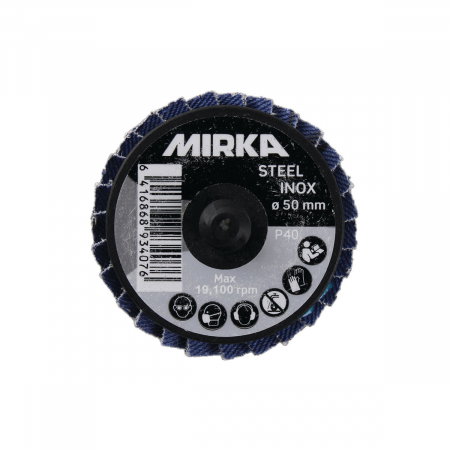 Unelte si scule Mirka - Disc abraziv de fibra tip flap Mini 50mm, INOX ZIR, P40, 10 bucati/pachet, Mirka