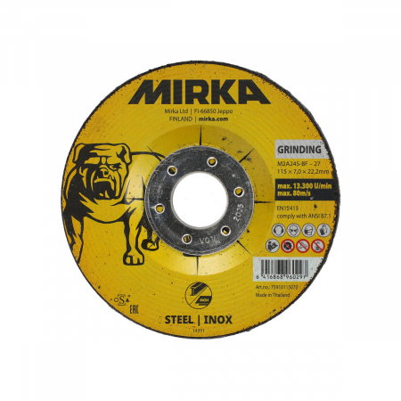Unelte si scule Mirka - Disc slefuire Mirka 115x7,0x22,2mm M2A24S-BF Inox, 10 bucati/pachet, Mirka