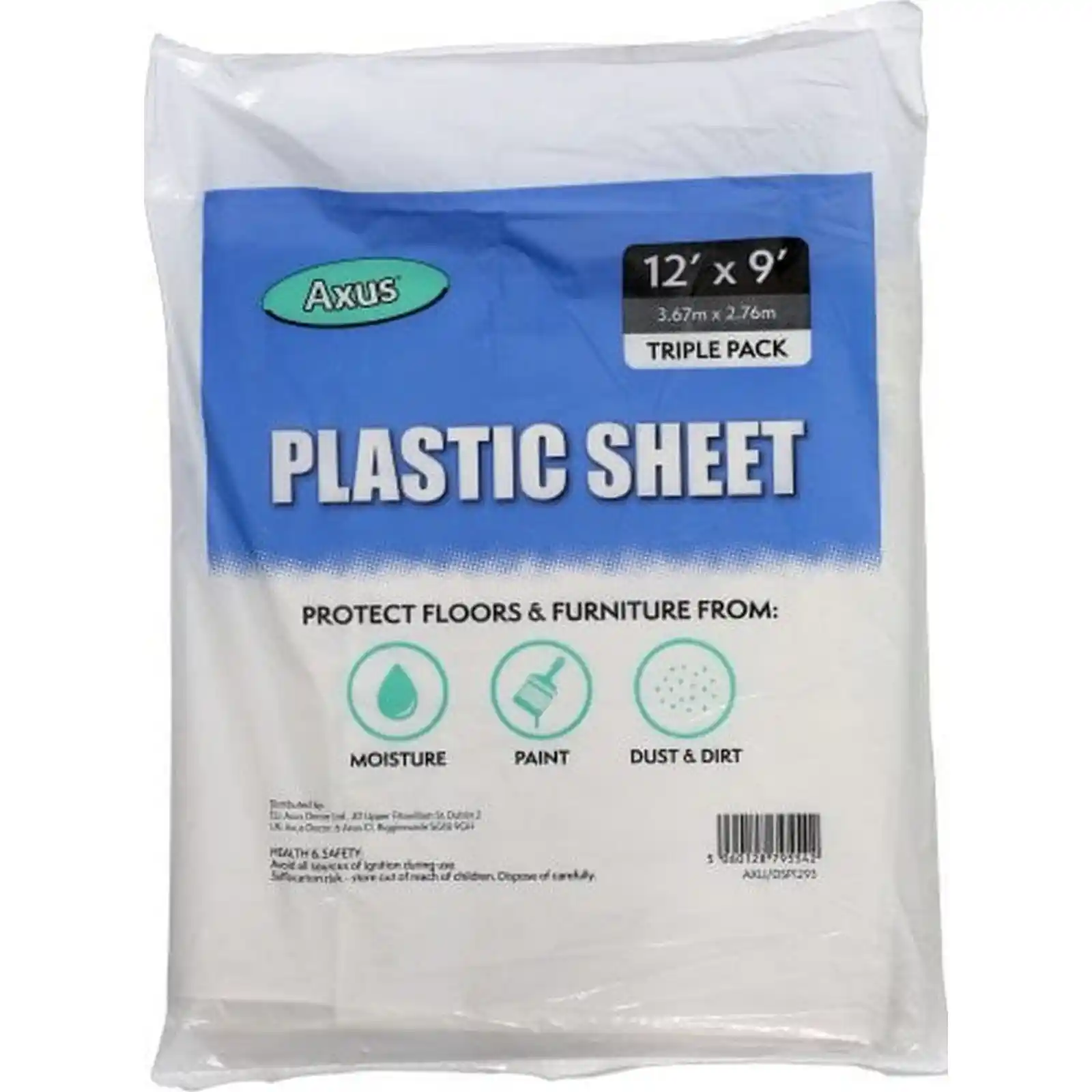 Mascare si Protectie - Folie de plastic, 3.67 m x 2.76 m; pachet triplu, Axus