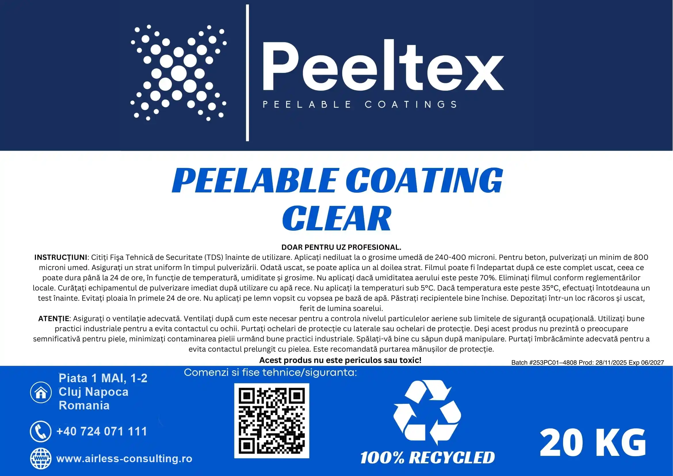 Folie lichida, de protectie pentru interior, PEELTEX CLEAR, 20 kg [1]