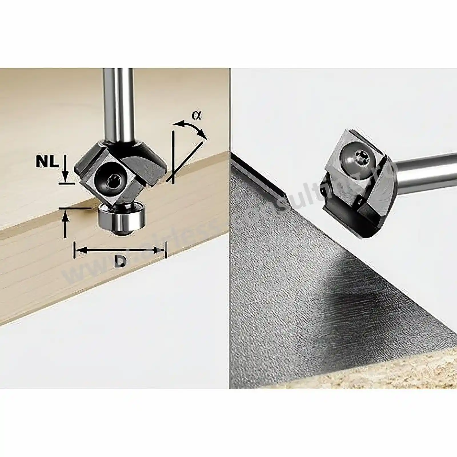 Freza de sanfrenat cu placute amovibile S8 HW 45° D27 12x12 KL Festool