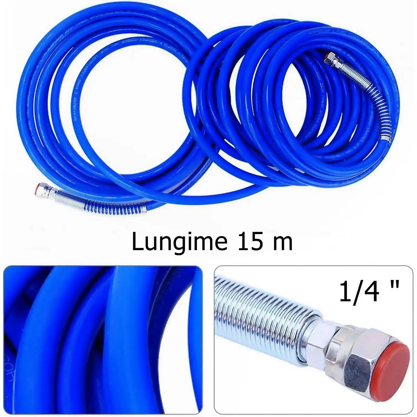 Furtun airless, 15m, 1/4" pentru pompa de zugravit, vopsit [1]
