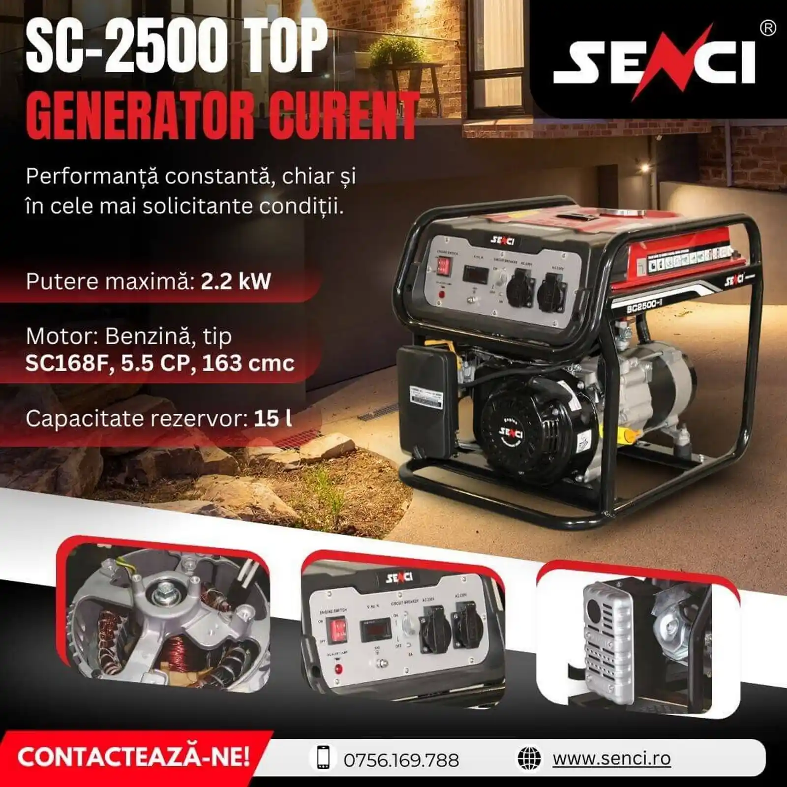 Generator de curent pe benzina, SC 2500 TOP, 2.2 kW, 230V [2]