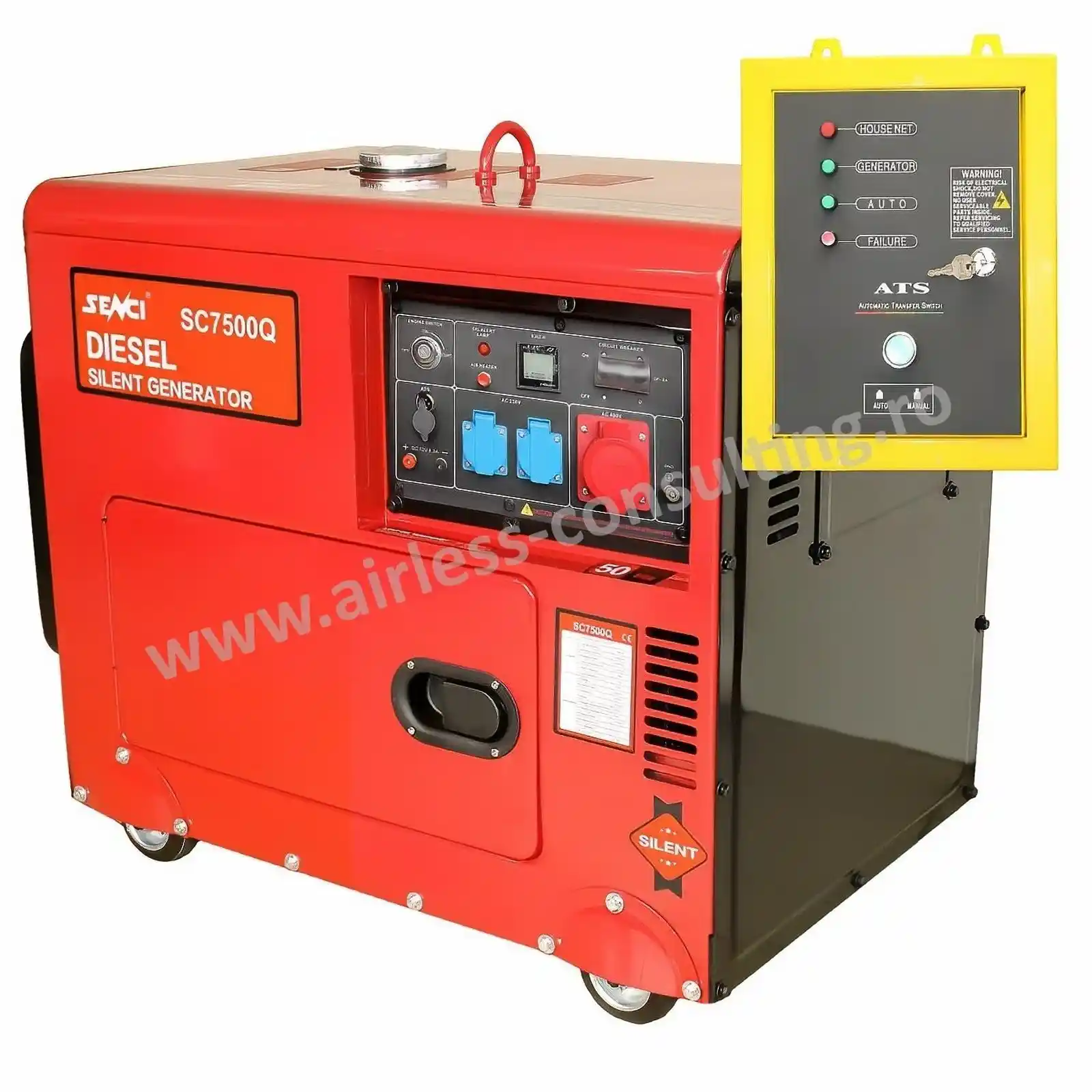 Generatoare - Generator rezidential de curent insonorizat, SC 7500Q 3, diesel, 6kW, 400V