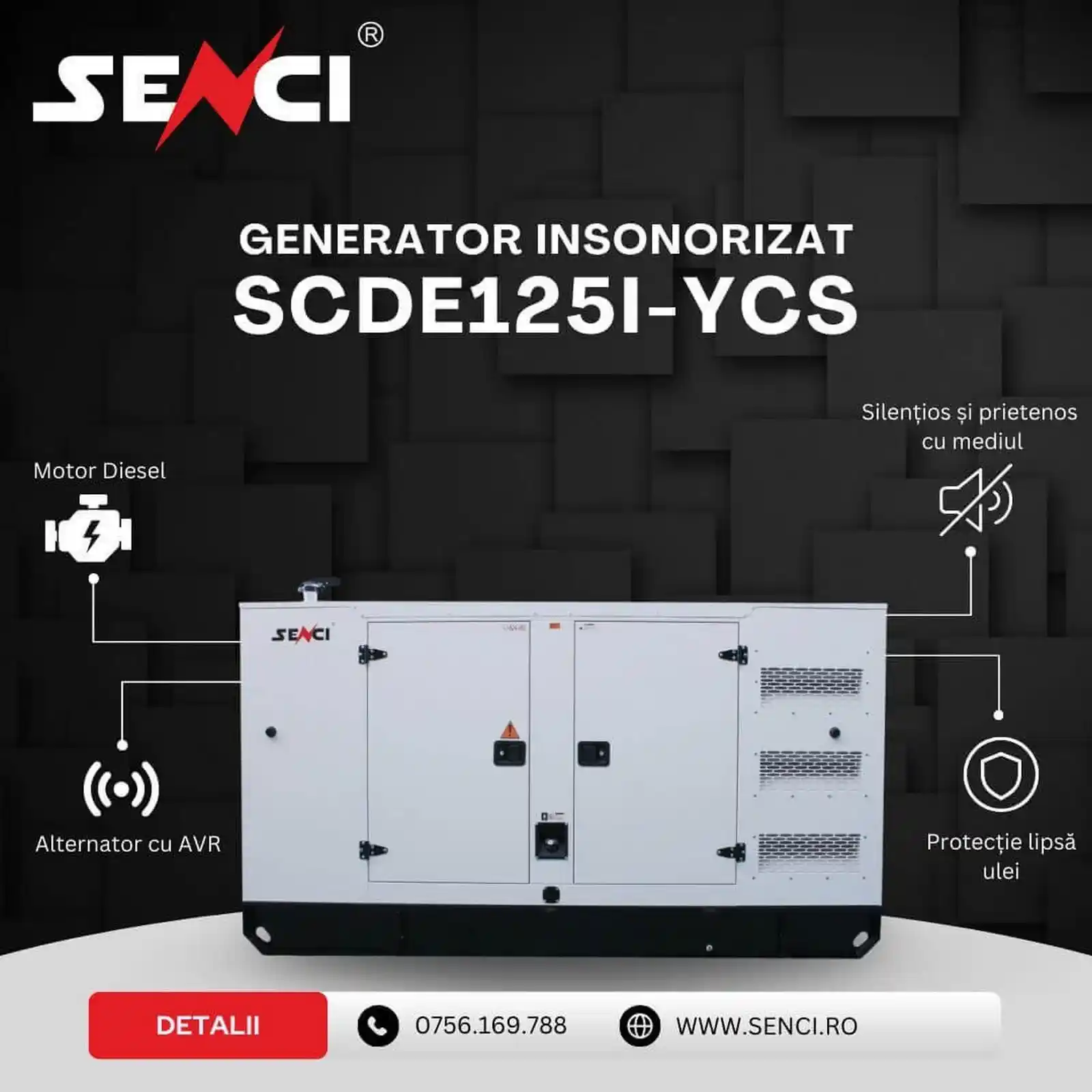 Generator rezidential de curent insonorizat, SCDE 125YCS ATS, diesel, 100 kW, 230V/400V [3]