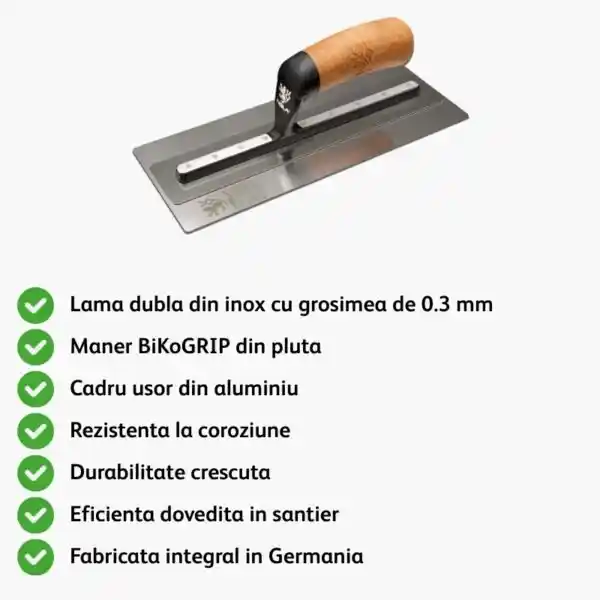 Gletiera clasica premium NELA NelaFlex, 35 cm, lama dubla inox de 0.3 mm, maner pluta [1]