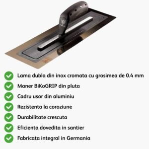 Gletiera premium Clasica, NELA, Black Edition, 45 cm, lama 0.4 mm, dubla inox cromat, maner pluta [3]