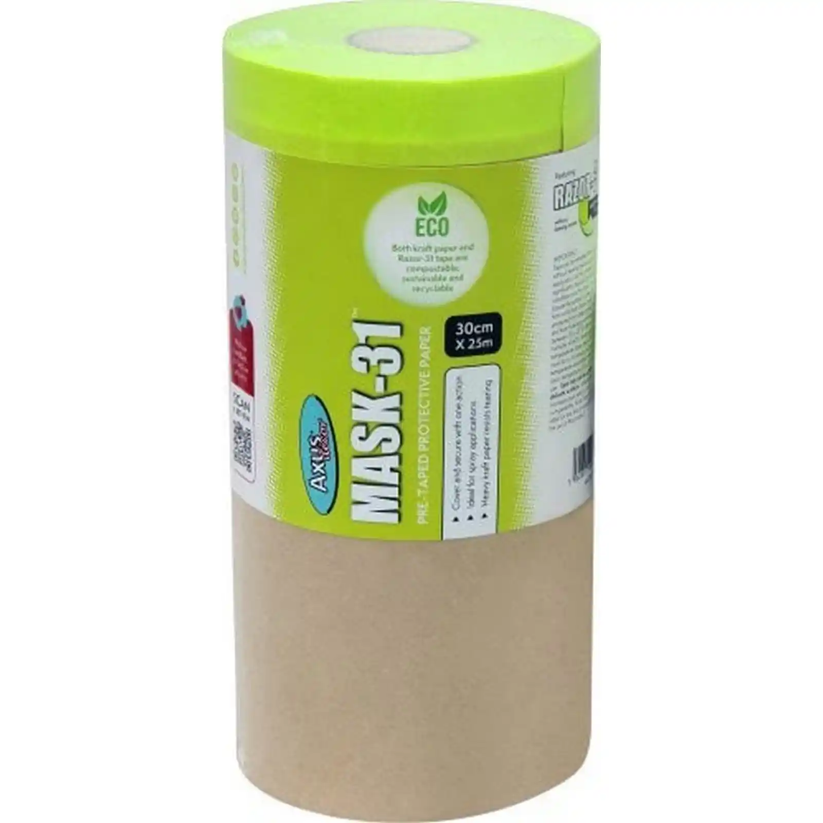 Accesorii si unelte de zugravit, gletuit - Hartie de protectie Mask-31 cu banda adeziva, 30 cm x 25 m, Axus