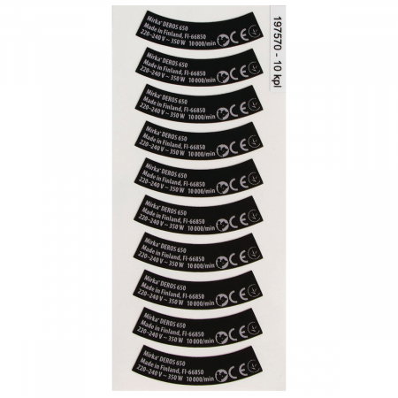 Unelte si scule Mirka - Kit eticheta tip pentru DEROS 650 220–240V, Mirka