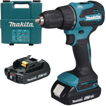 Unelte si scule Makita - Masina de gaurit si insurubat cu percutie cu 2 acumulatori, Li-Ion, 18 V, 65 Nm, iluminare led