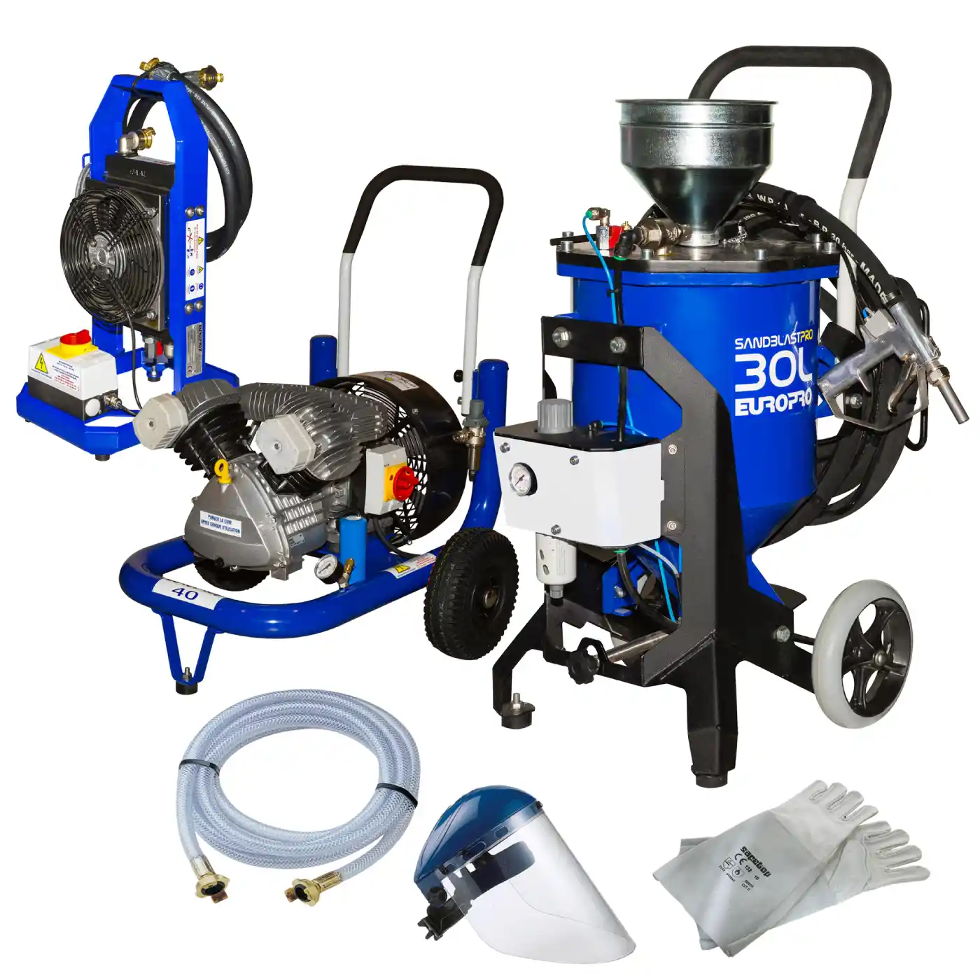 Pompe Euromair pentru contructii - Masina de sablat, Euromair, SANDBLASTPRO 30 L cu compresor E40 si sistem de racire