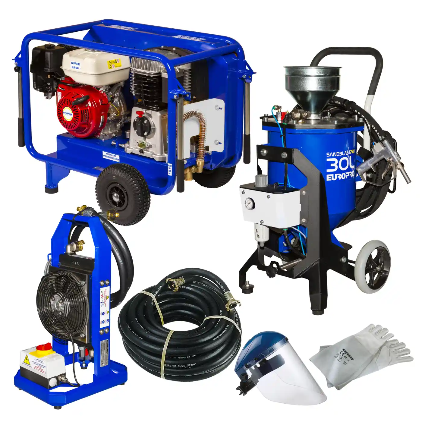 Utilaje profesionale constructii - Masina de sablat, Euromair, SANDBLASTPRO cu compresor E 50 TH, sistem de racire, rezervor 30l