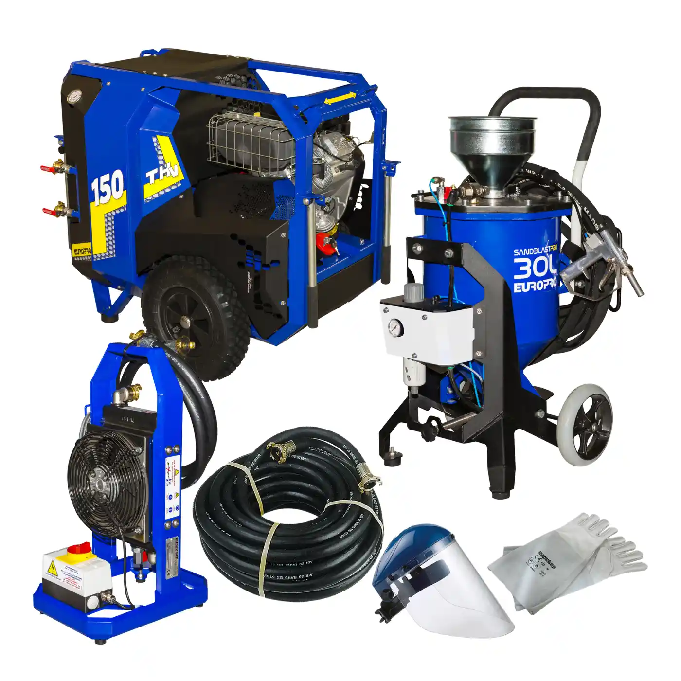 Utilaje profesionale constructii - Masina de sablat SANDBLASTPRO, Euromair, cu compresor E 150 TH, sistem de racire, rezervor 30 litri