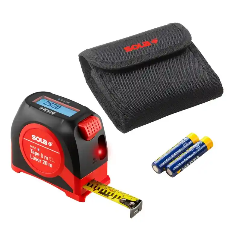 Accesorii si unelte de zugravit, gletuit - Ruleta digitala METEC, 5m cu telemetru laser 20m, BLUETOOTH, Sola