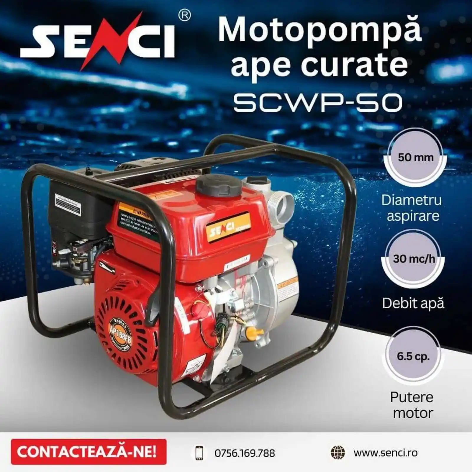 Motopompa apa curata, Senci, SCWP 50, 30 mł/h, 7 cp [3]