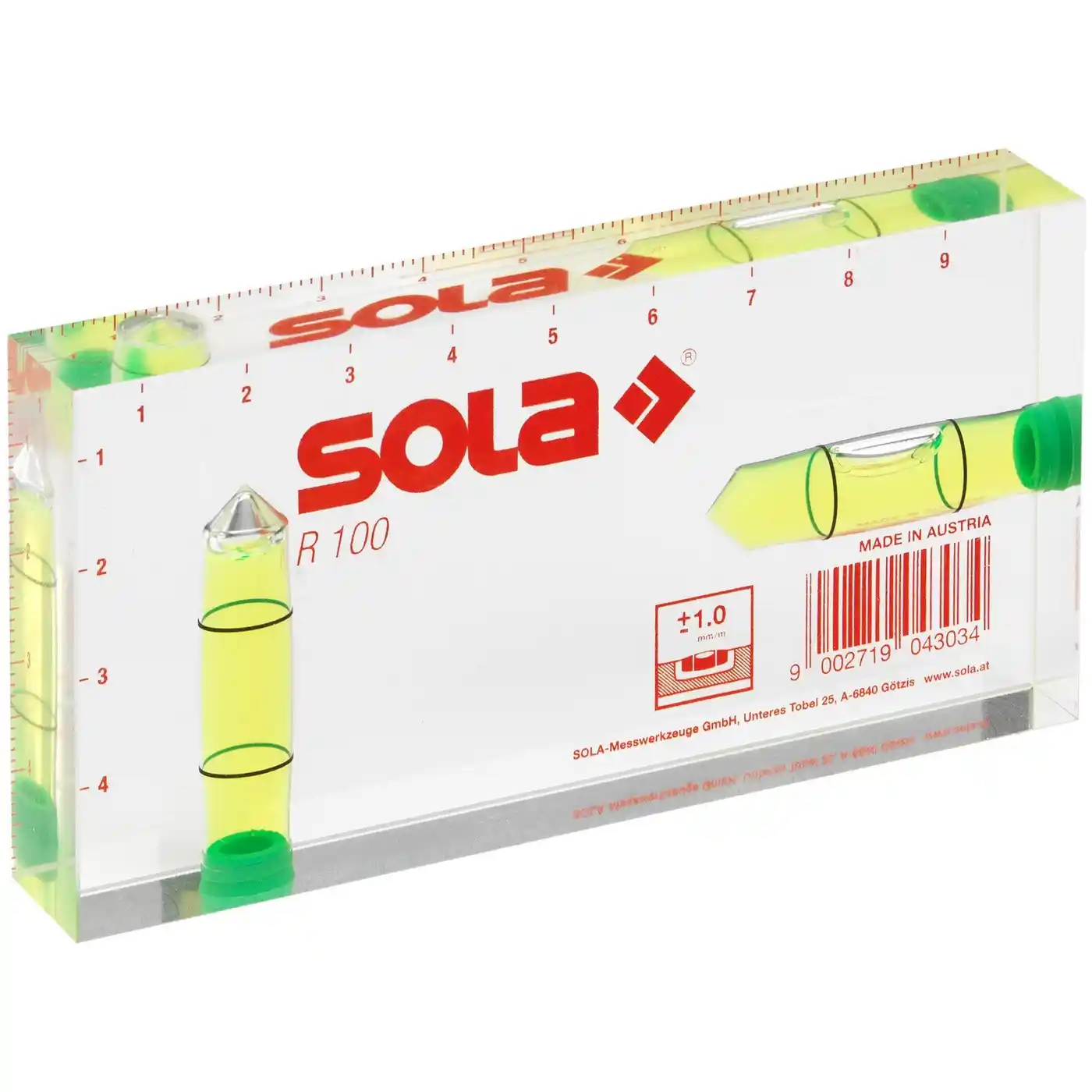 Accesorii si unelte de zugravit, gletuit - Nivela compacta, R100 green SOLA, SOLA
