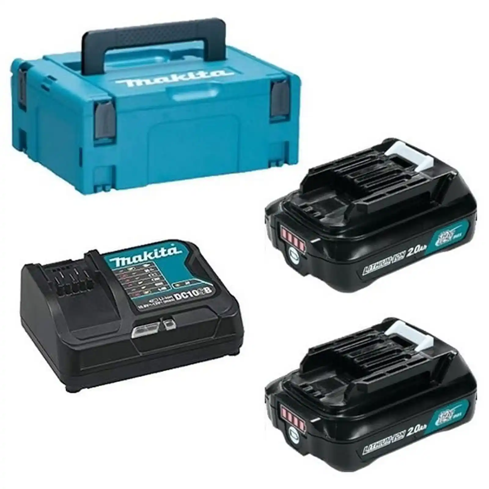 Accesorii Makita - Pachet acumulatori CXT - 2xBL1021B + DC10SB + MAKPAC1, Makita