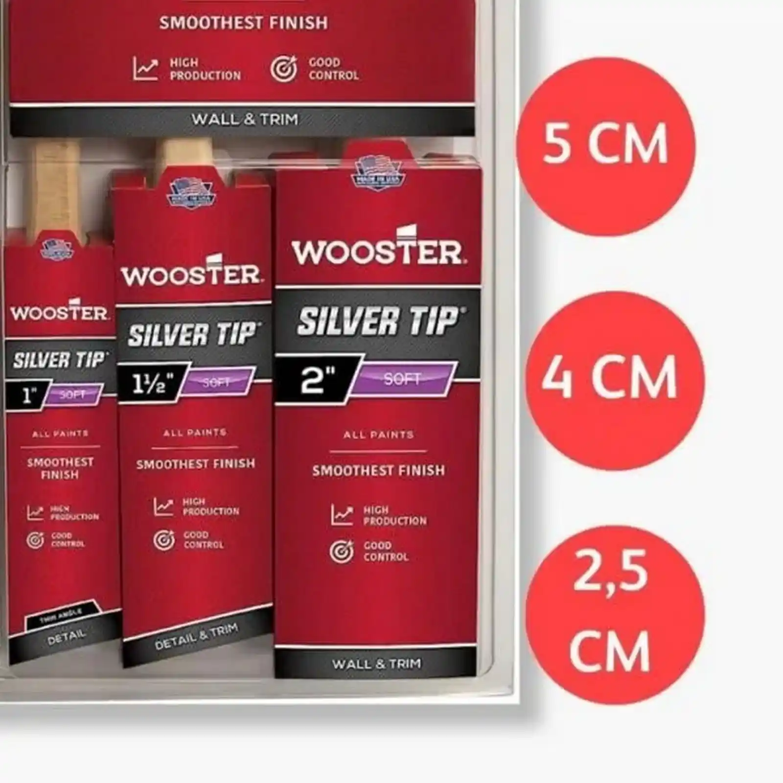 Pachet de 3 pensule premium, Silver Tip, Wooster [1]