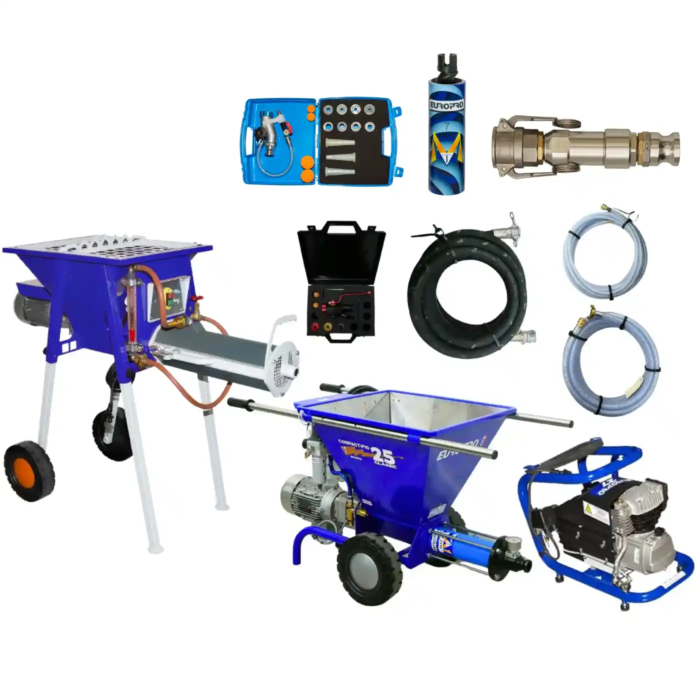 Pompa CP 25 clasic de adeziv, tencuiala, glet, Euromair, cu malaxor premium Mixpro 60 - kit complet