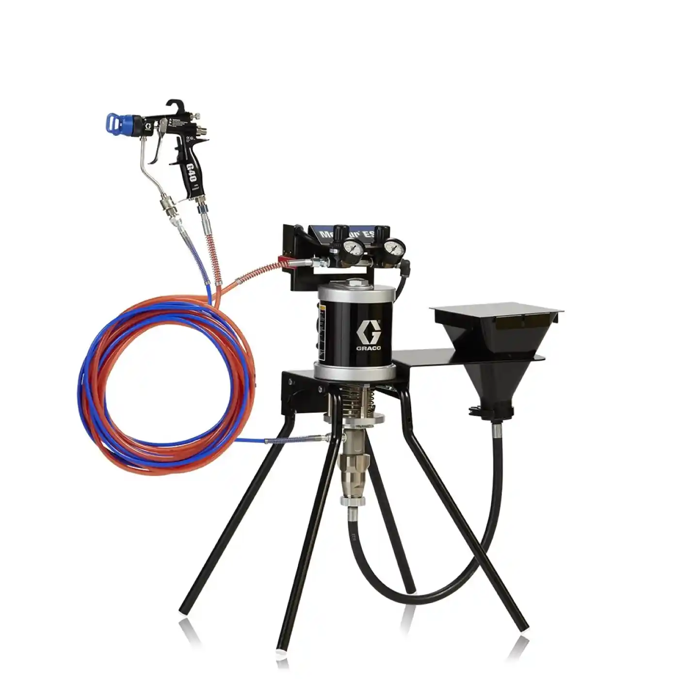 Pompe de vopsit Merkur - Pompa de vopsit Graco Merkur ES 30:1, debit 1.5 l/min, din otel inoxidabil, cu rezervor (hopper) si pistol PerformAA 50