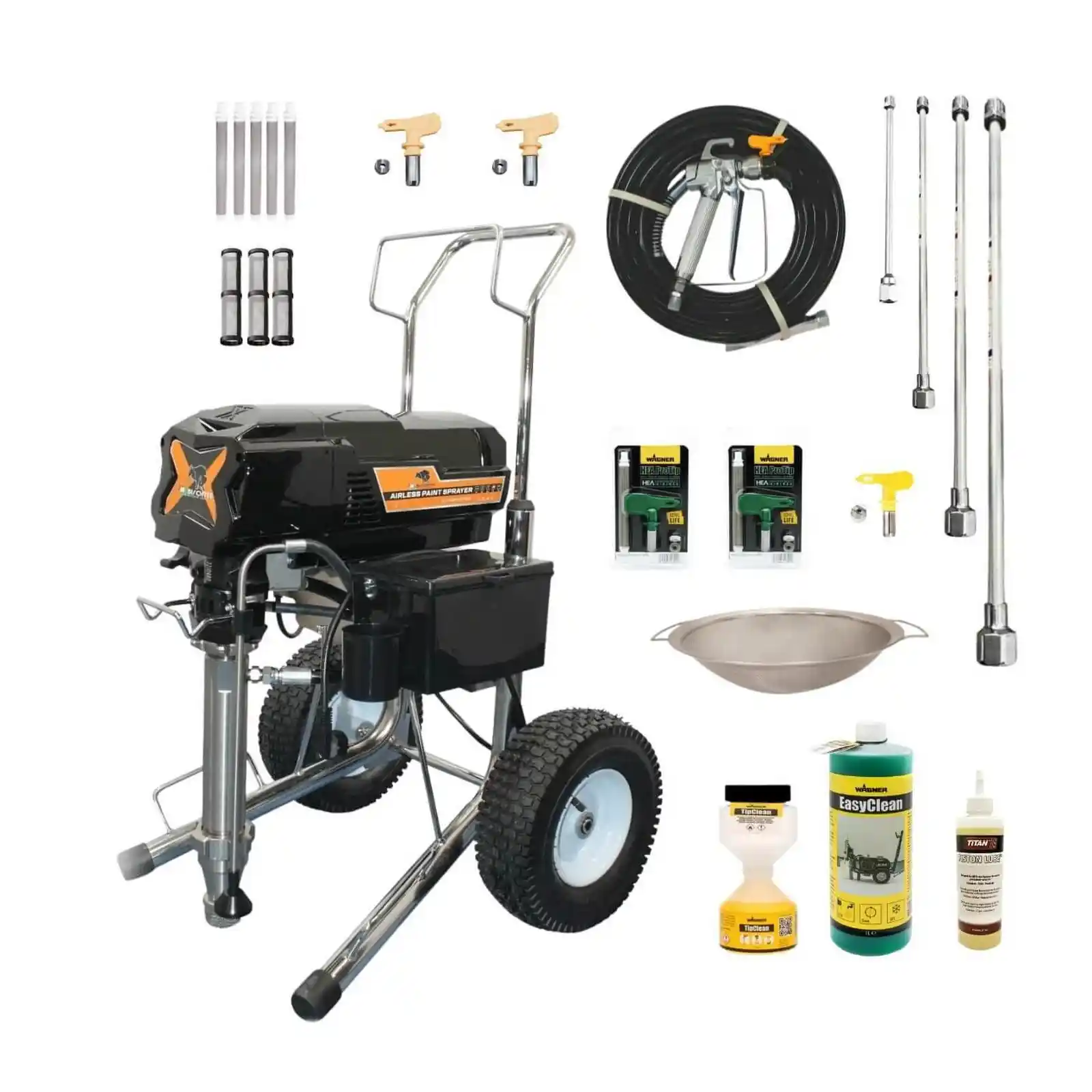 Pompe Lavabila Bisonte - Pompa de zugravit, vopsit, airless Bisonte, PAZ 51X, debit 5.1 l/min, pe piston - Kit Complet