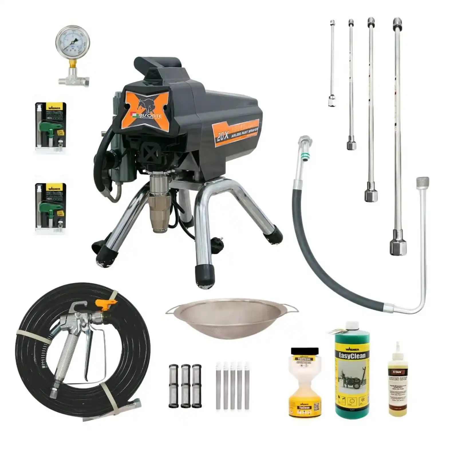 Pompe Lavabila Bisonte - Pompa de zugravit, vopsit, Bisonte, PAZ 20X, debit 2 l/min, pe piston - Kit Complet