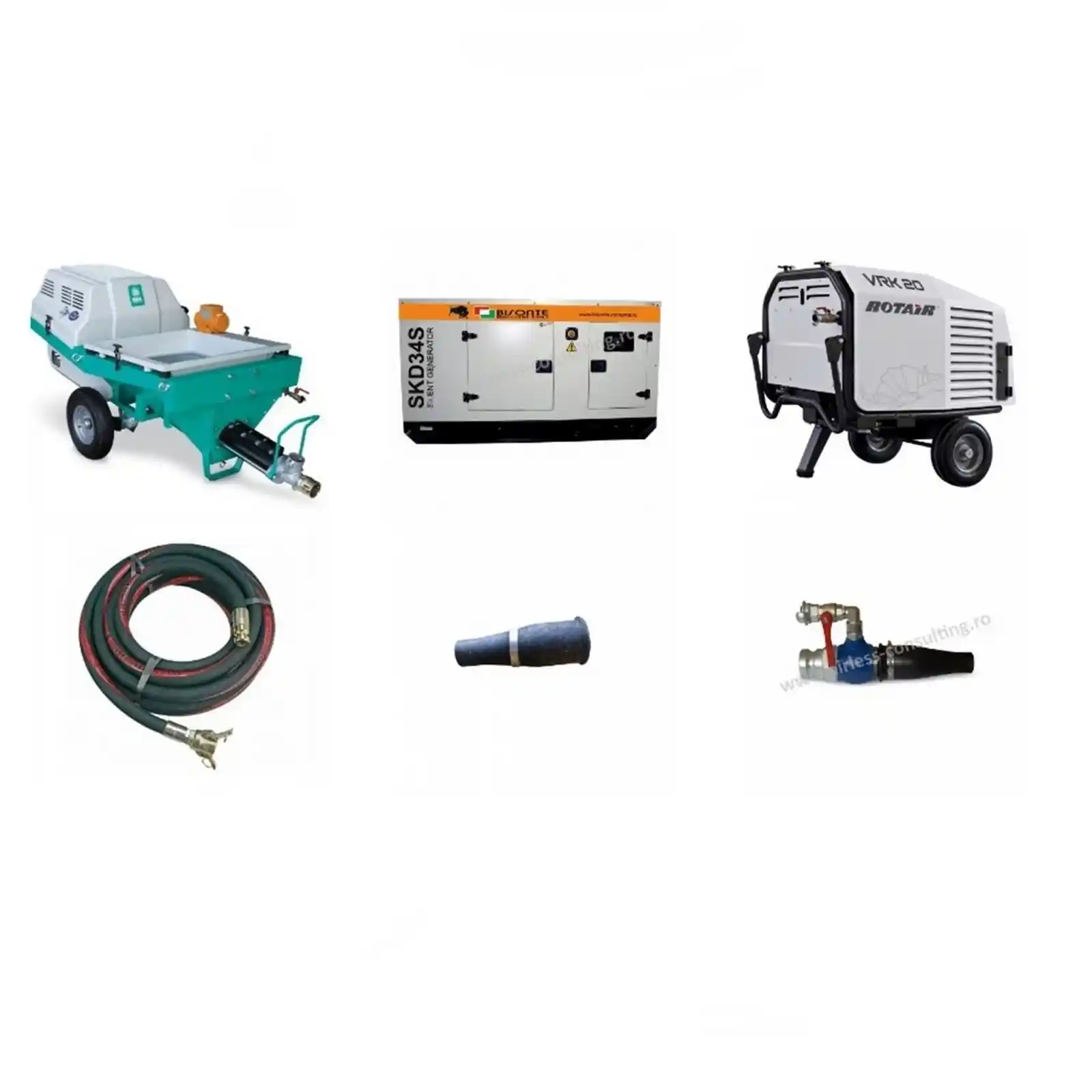 Pompe pentru constructii - Pompa torcretare STEP120A , trifazica cu generator si motocompresor