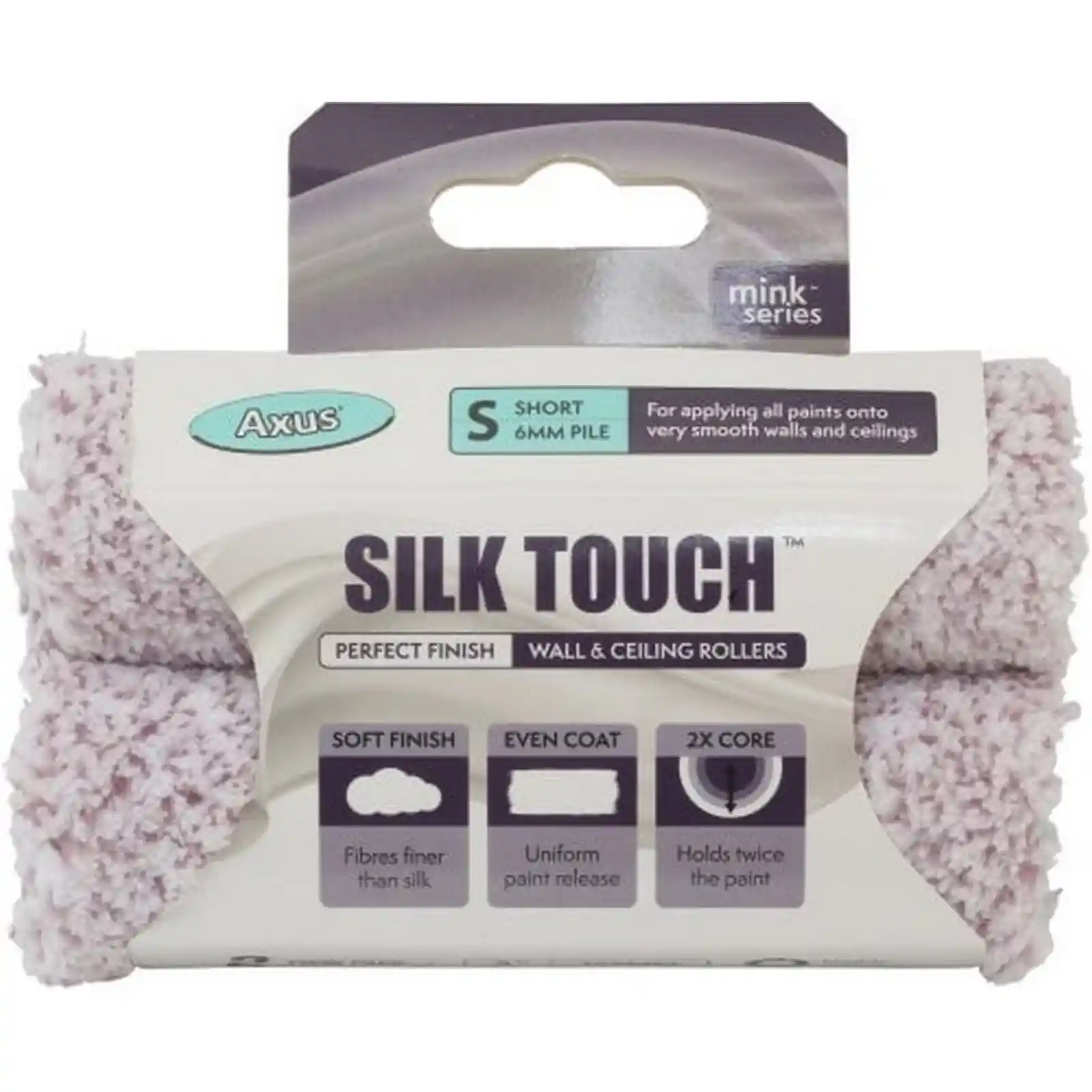 Accesorii si unelte de zugravit, gletuit - Rola trafalet Silk Touch, 6 mm nap scurt, 12,5 cm; pachet dublu, Axus