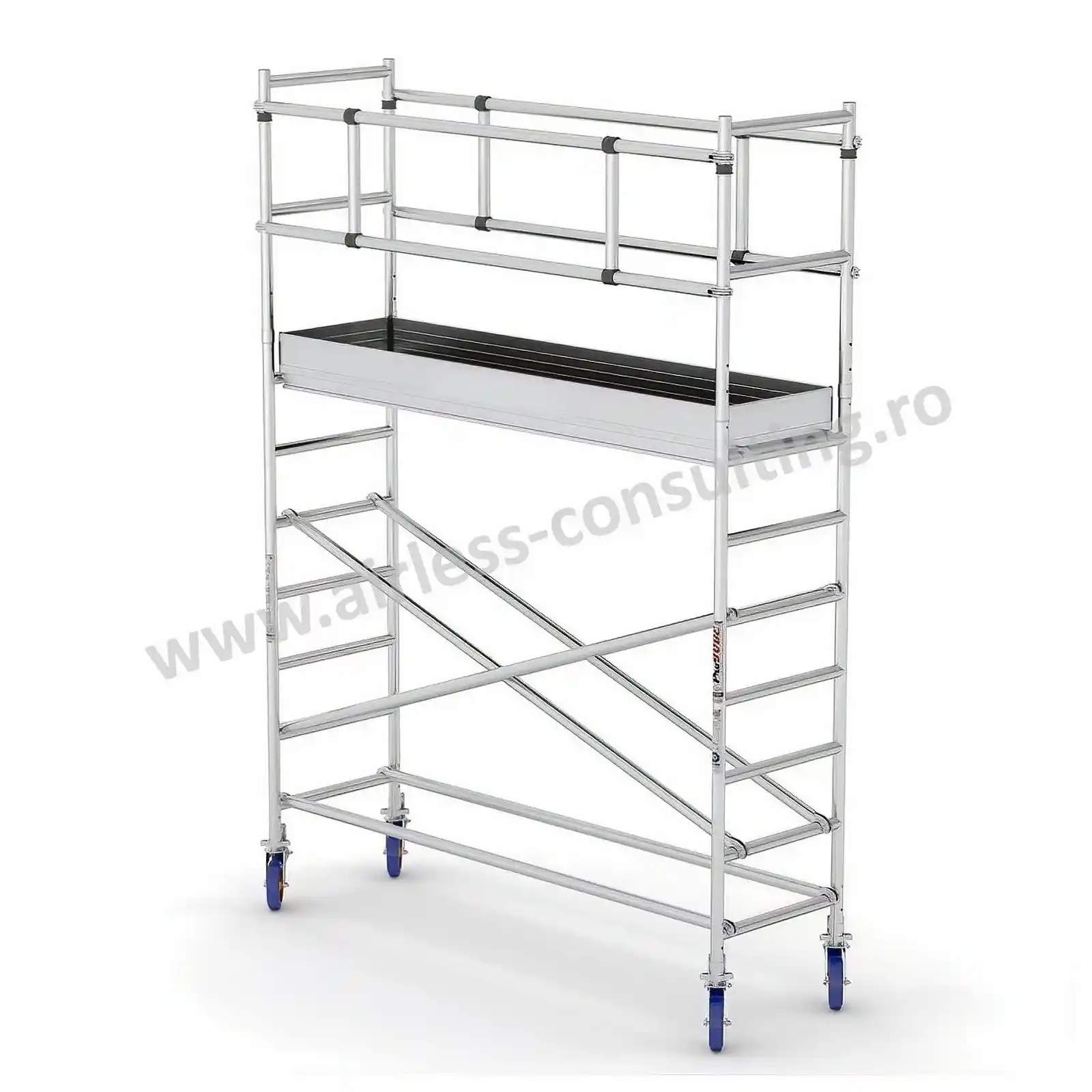 Scari profesionale - Schela mobila profesionala, aluminiu, ProTUBE S4, Bisonte, inaltime 4.1 m