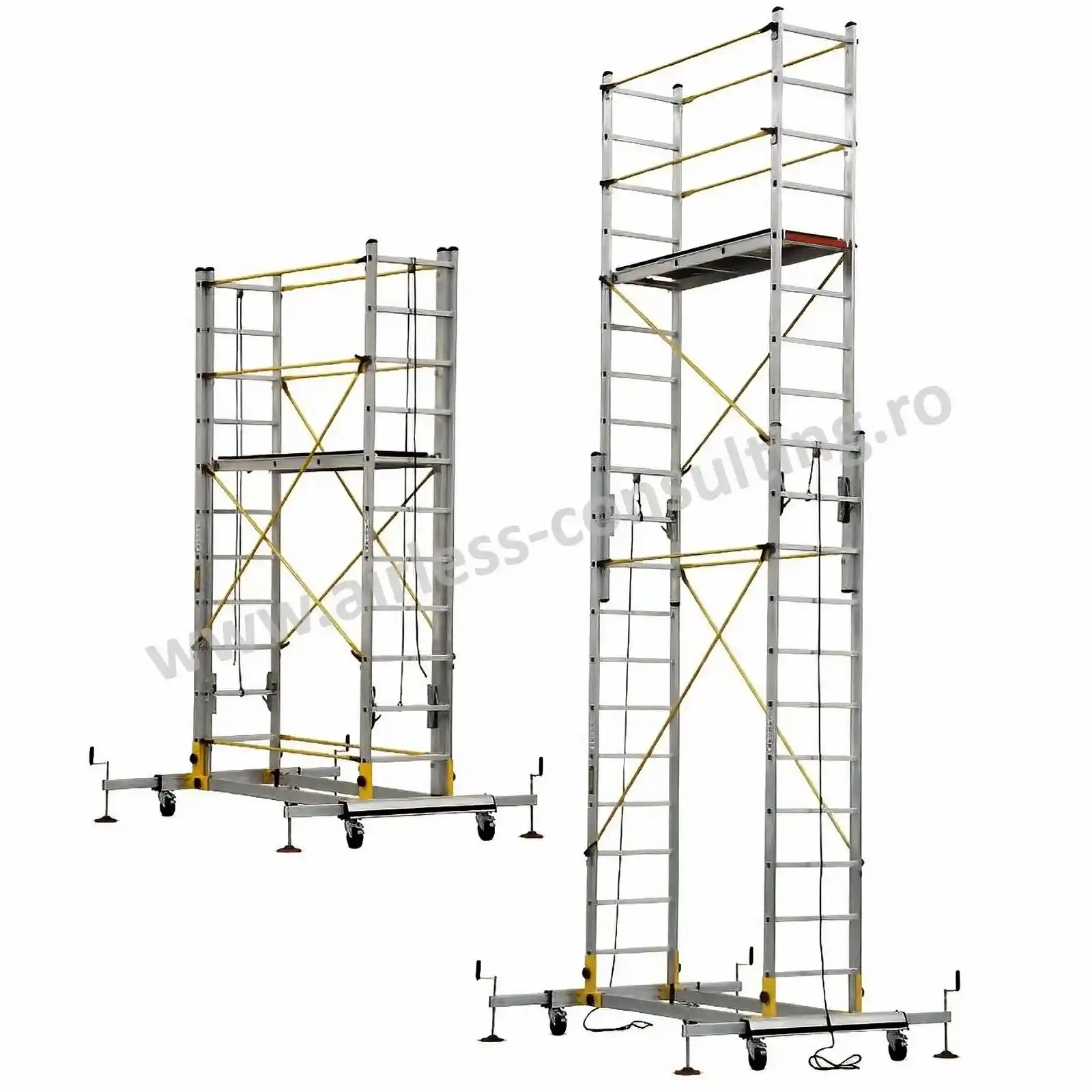 Scari profesionale - Schela mobila profesionala, aluminiu, TeleSafe 005XL, Bisonte, inaltime 5.8 m
