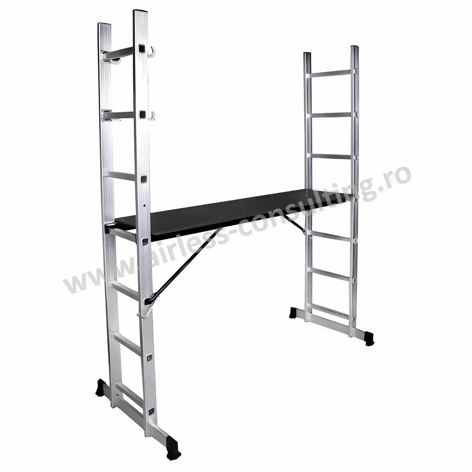Scari profesionale - Schela profesionala cu scara dubla din aluminiu, 1.96 m x 1.6 m