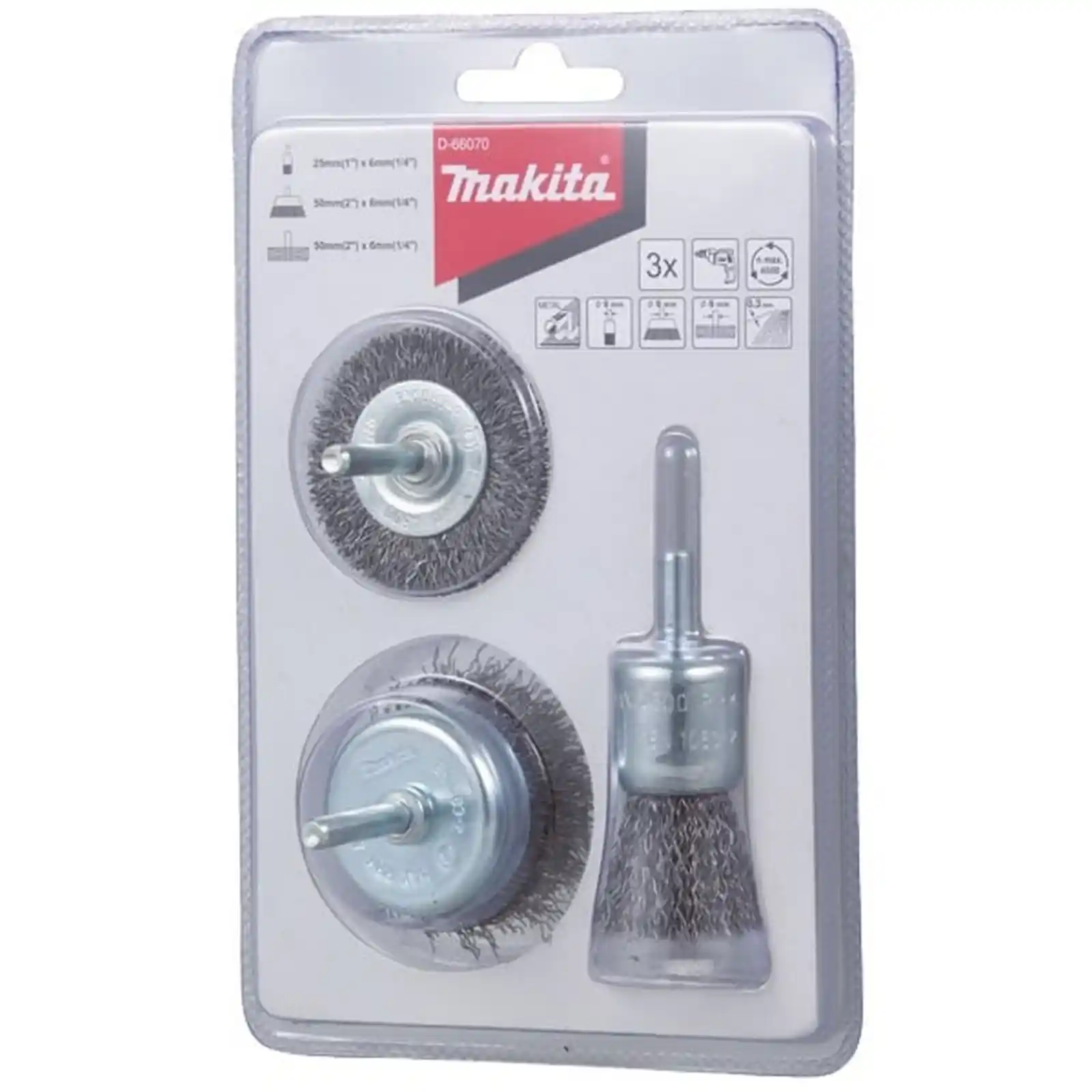 Accesorii Makita - SET 3 PERII METALICE FIR 0.3MM TIJA 6MM, Makita