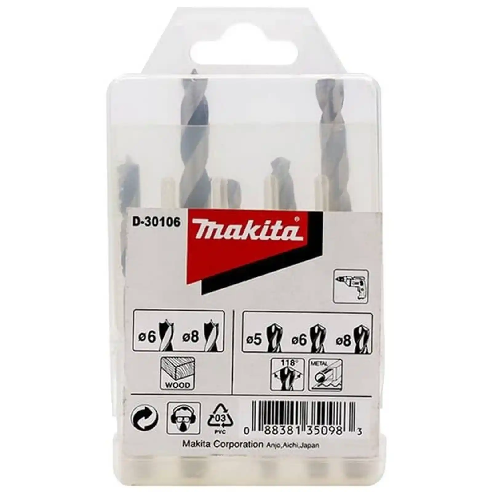 Accesorii diverse - SET 5 BURGHIE LEMN/METAL CYL 5-8MM, Makita