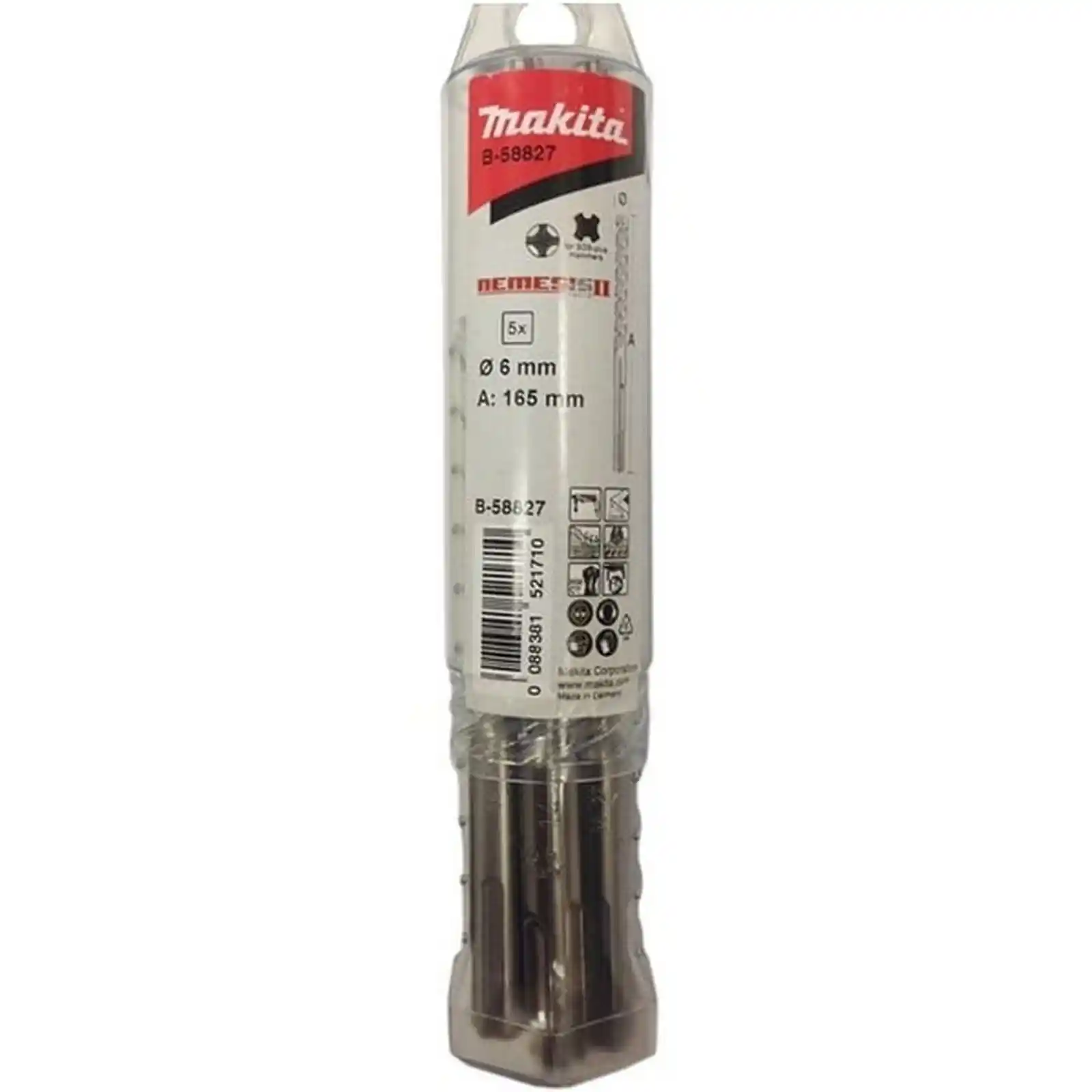 Accesorii Makita - SET 5 BURGHIE NEM II SDS-PLUS 4CUT 6x165, Makita