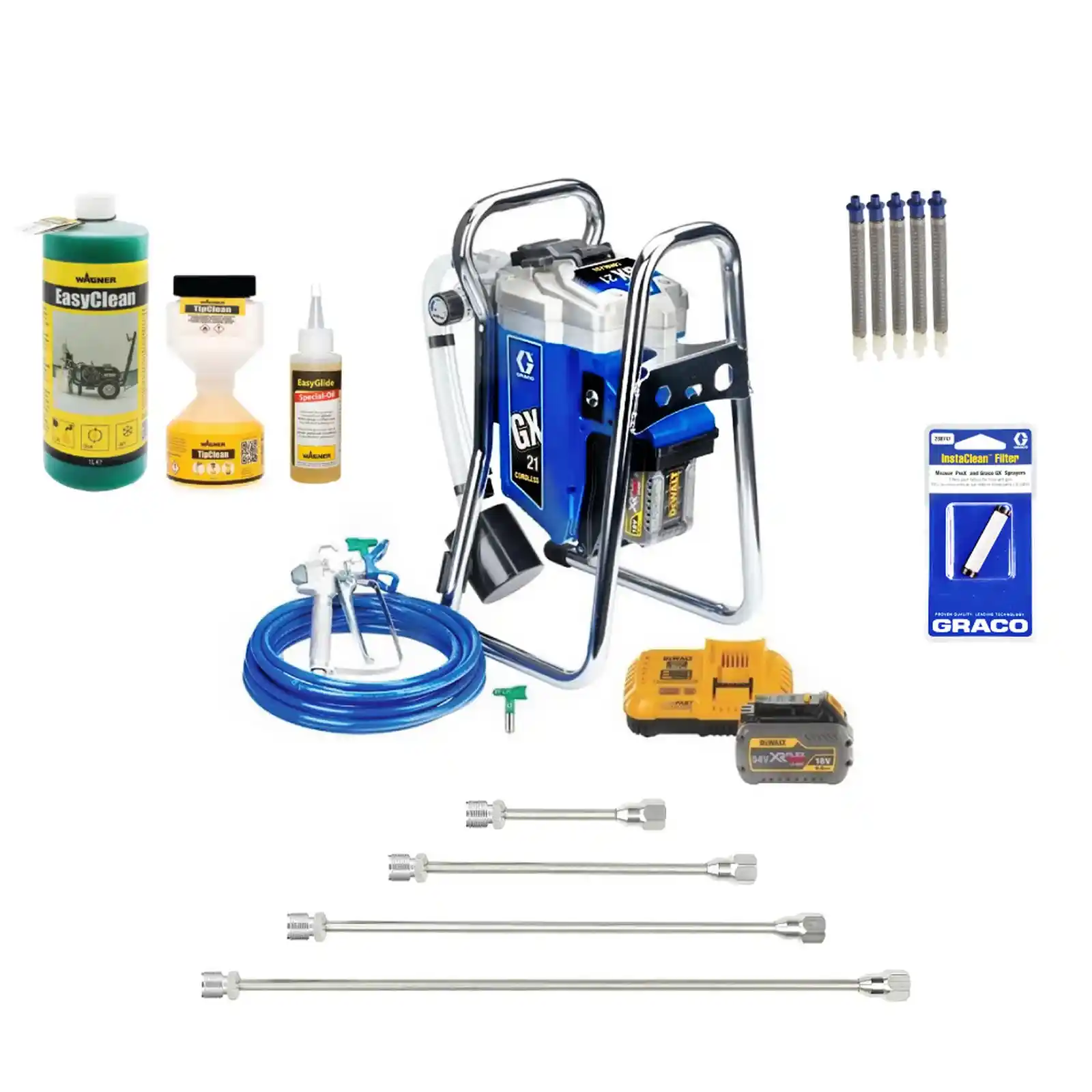 Pompa de Zugravit cu Var Manuala - Set complet pompa de zugravit, vopsit, Graco, GX 21, 1.8 l/min, cu acumulator DEWALT 18V
