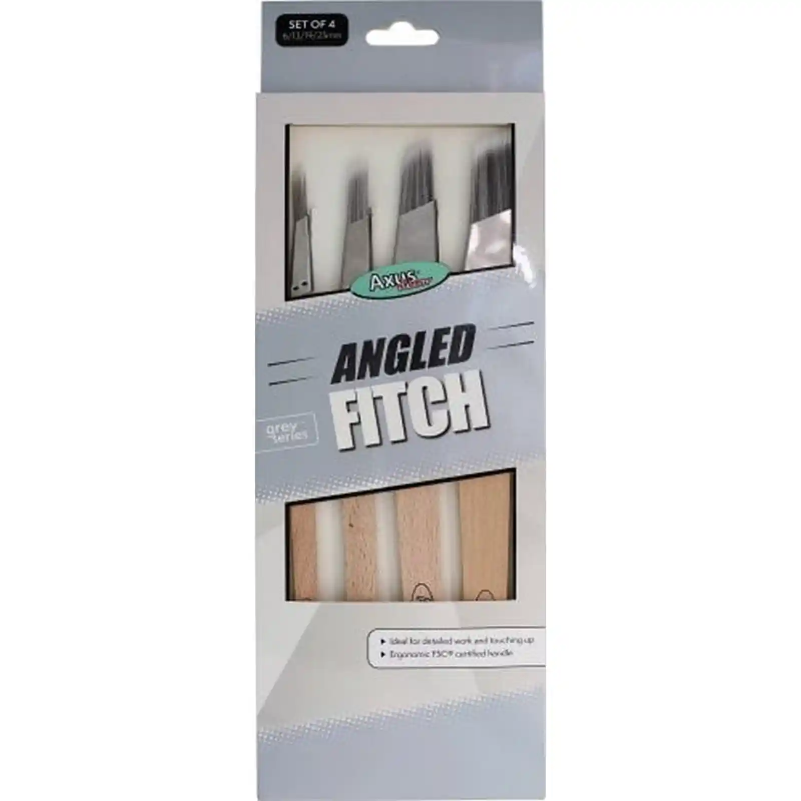 Pensule profesionale de zugravit si vopsit - Set de pensule Angled Fitch, Set de 5 (6, 13, 19 25 mm), Axus