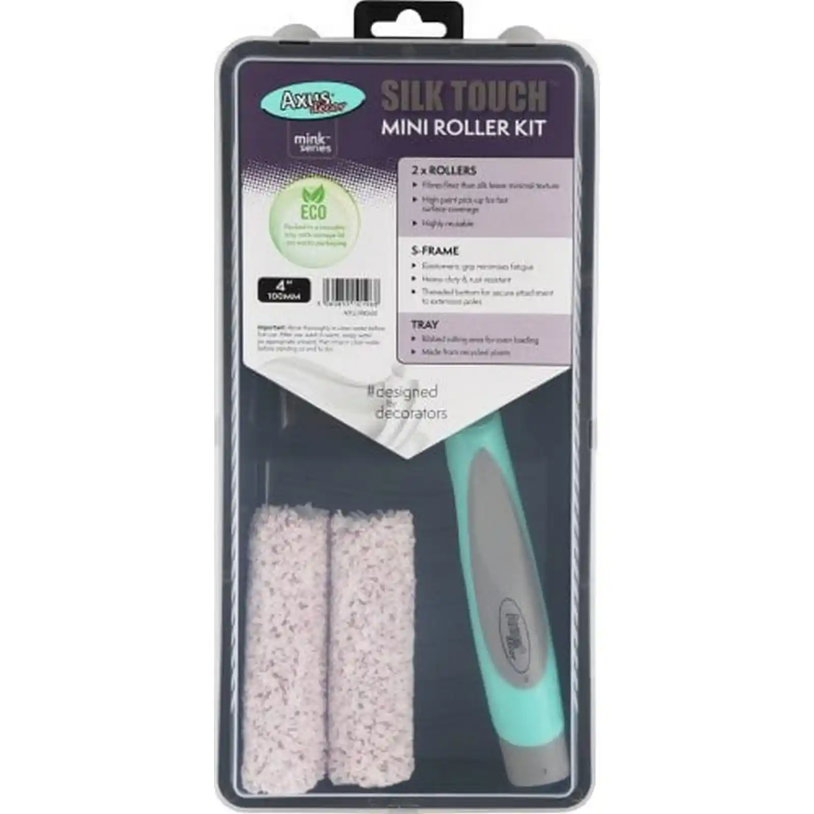 Accesorii si unelte de zugravit, gletuit - Set de rola trafalet Silk Touch (2 x rola, maner, tava, capac), 10 cm, Axus