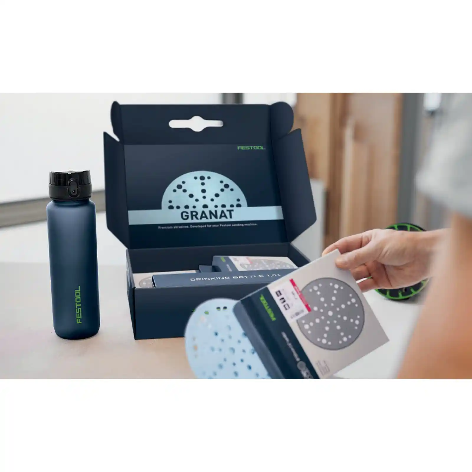 Set smirghel GRANAT D150 + sticla, Festool pentru bauturi, cu capacitatea de 1 litru GRATUIT [2]