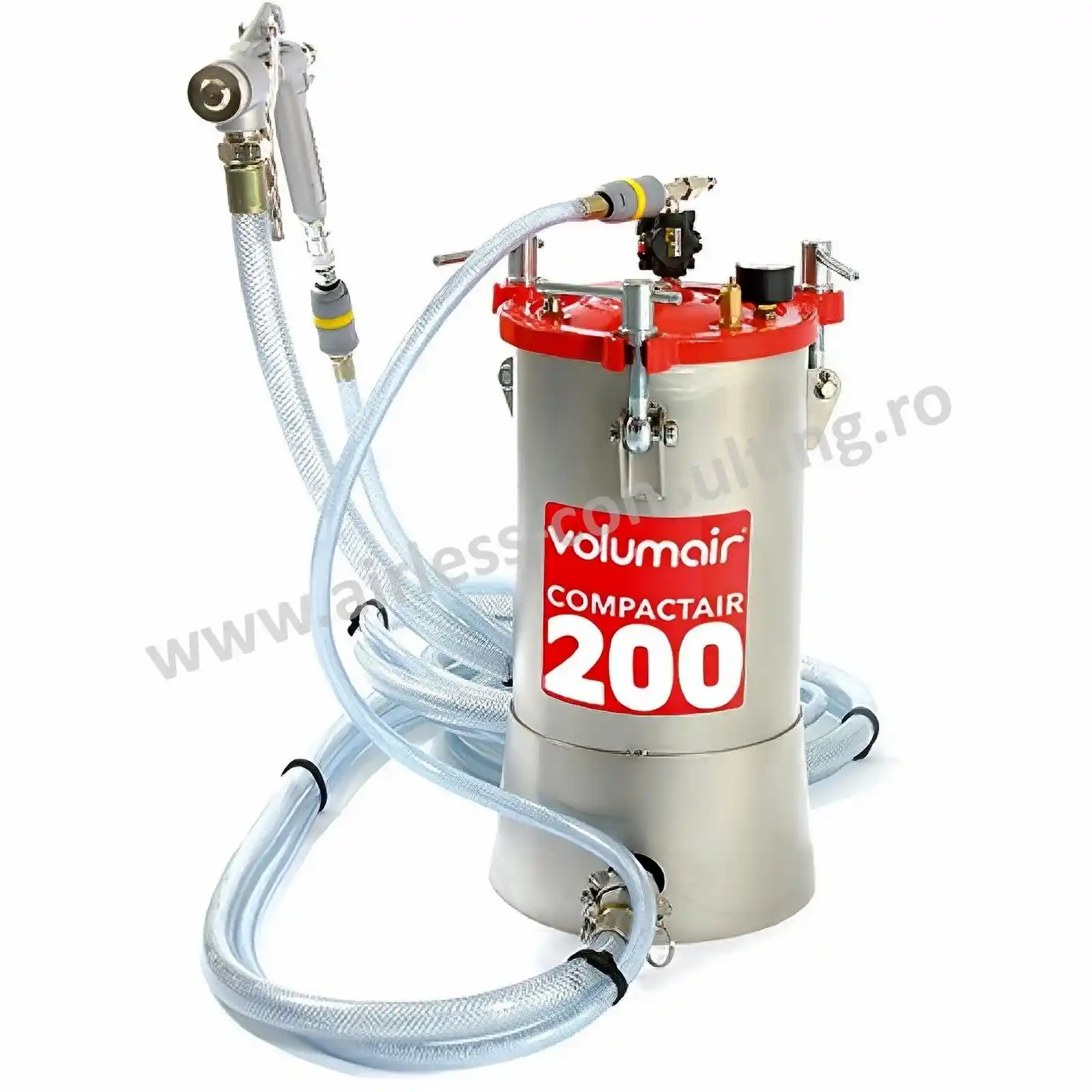 Pistol, sistem de vopsit HVLP - Sistem pressure pot, COMPACTAIR 200 cu pistol de vopsit pneumatic, Euromair, AC 75P, furtun 5 m