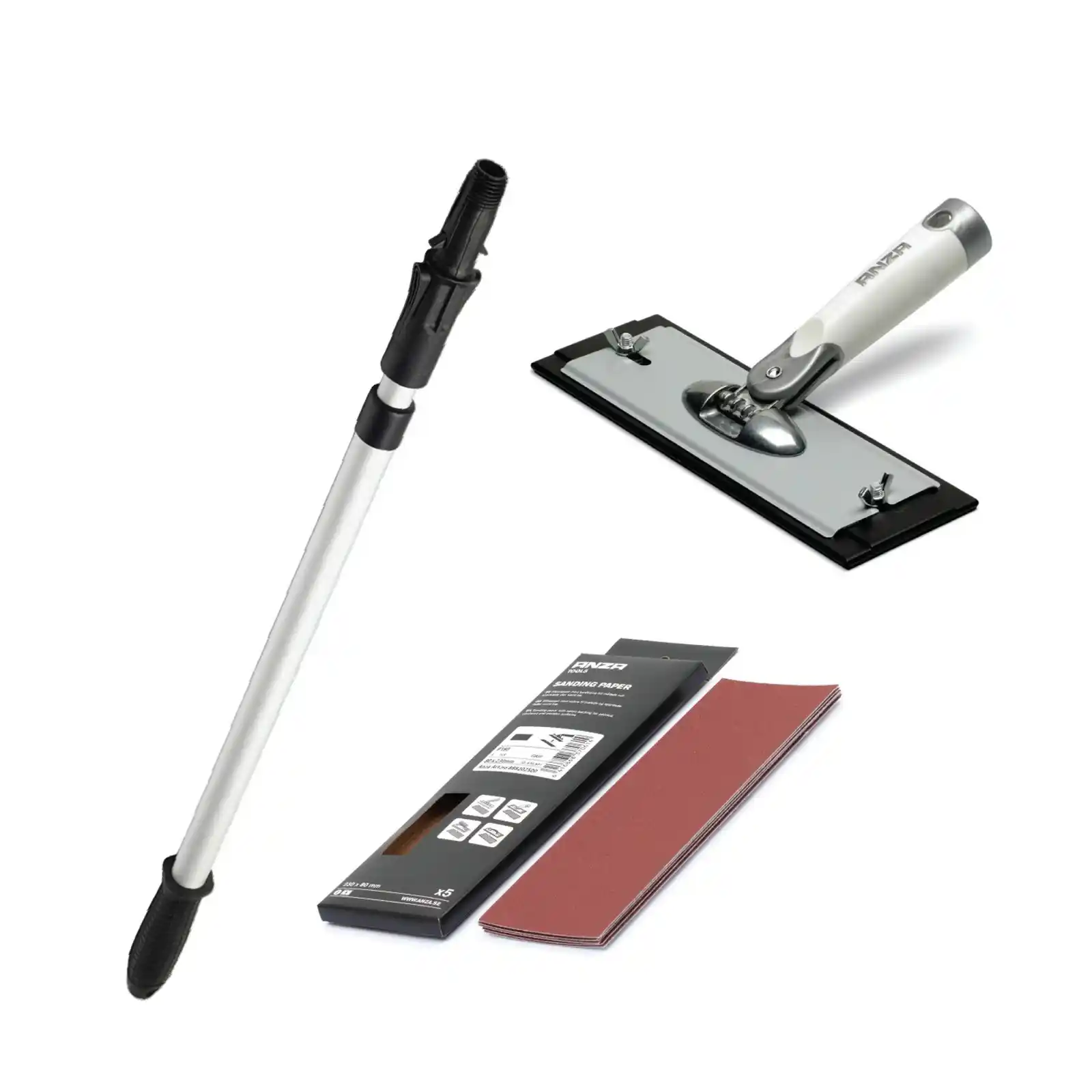 Slefuire si Abrazive - Slefuitor manual, Anza, cu foaie abraziva P120 si Prelungitor Anza Elite 115-197 cm