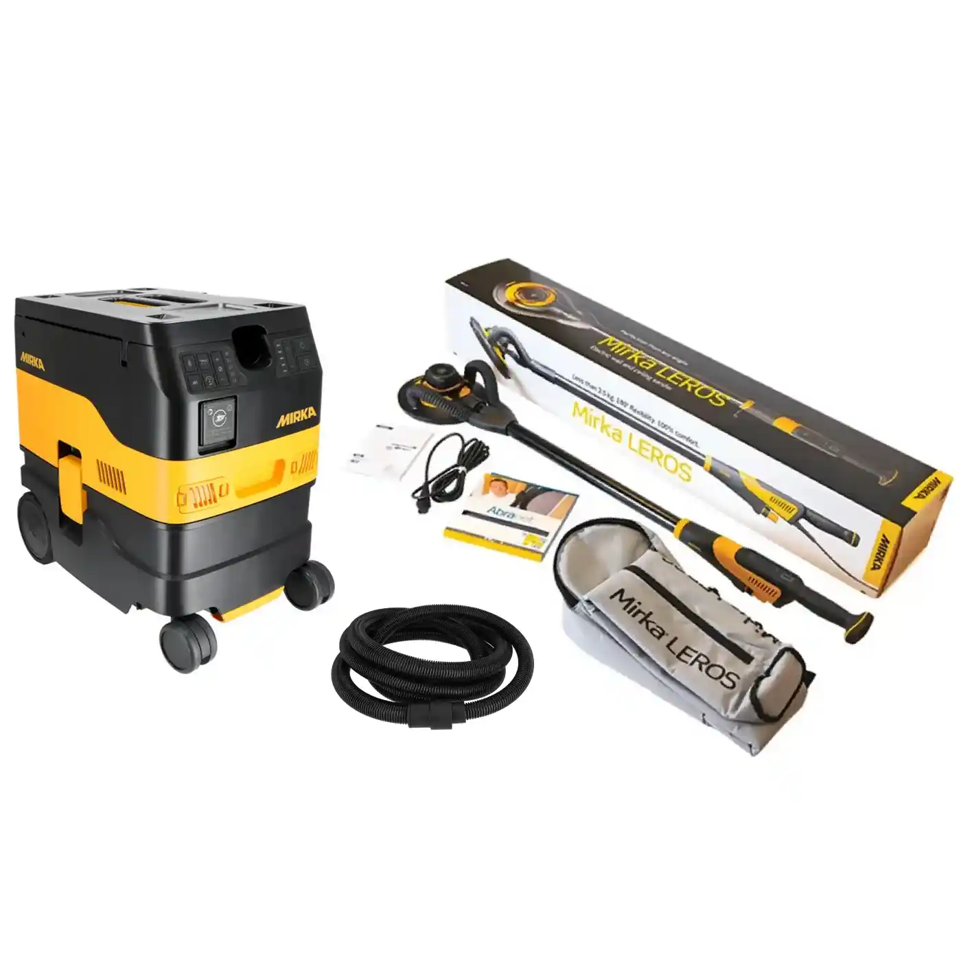 Accesorii si unelte de zugravit, gletuit - Slefuitor perete Mirka LEROS 950CV, 225mm, furtun de 6m si aspirator DEXOS 1217 M AFC