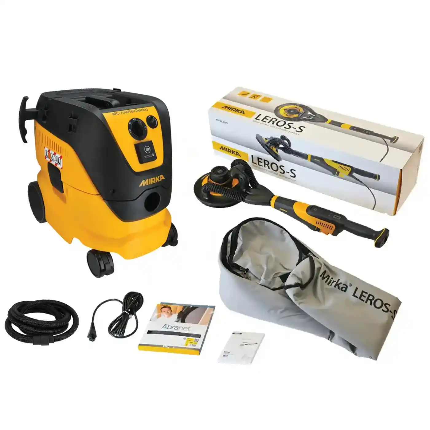 Unelte si scule Mirka - Slefuitor perete Mirka LEROS-S 950CV, 225mm, Orbit 5.0 cu aspirator 1230 L AFC, furtun de 4m si geanta de transport