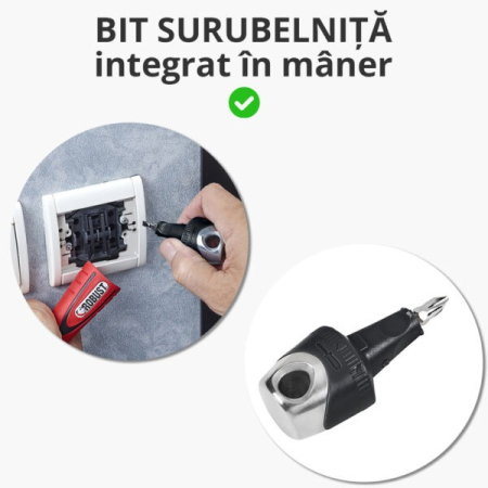 Spaclu inox clasic OCAI, 25 cm, maner cauciucat si bit surubelnita integrat [3]