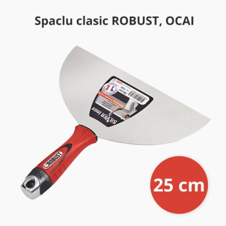 Spaclu inox clasic OCAI, 25 cm, maner cauciucat si bit surubelnita integrat [2]