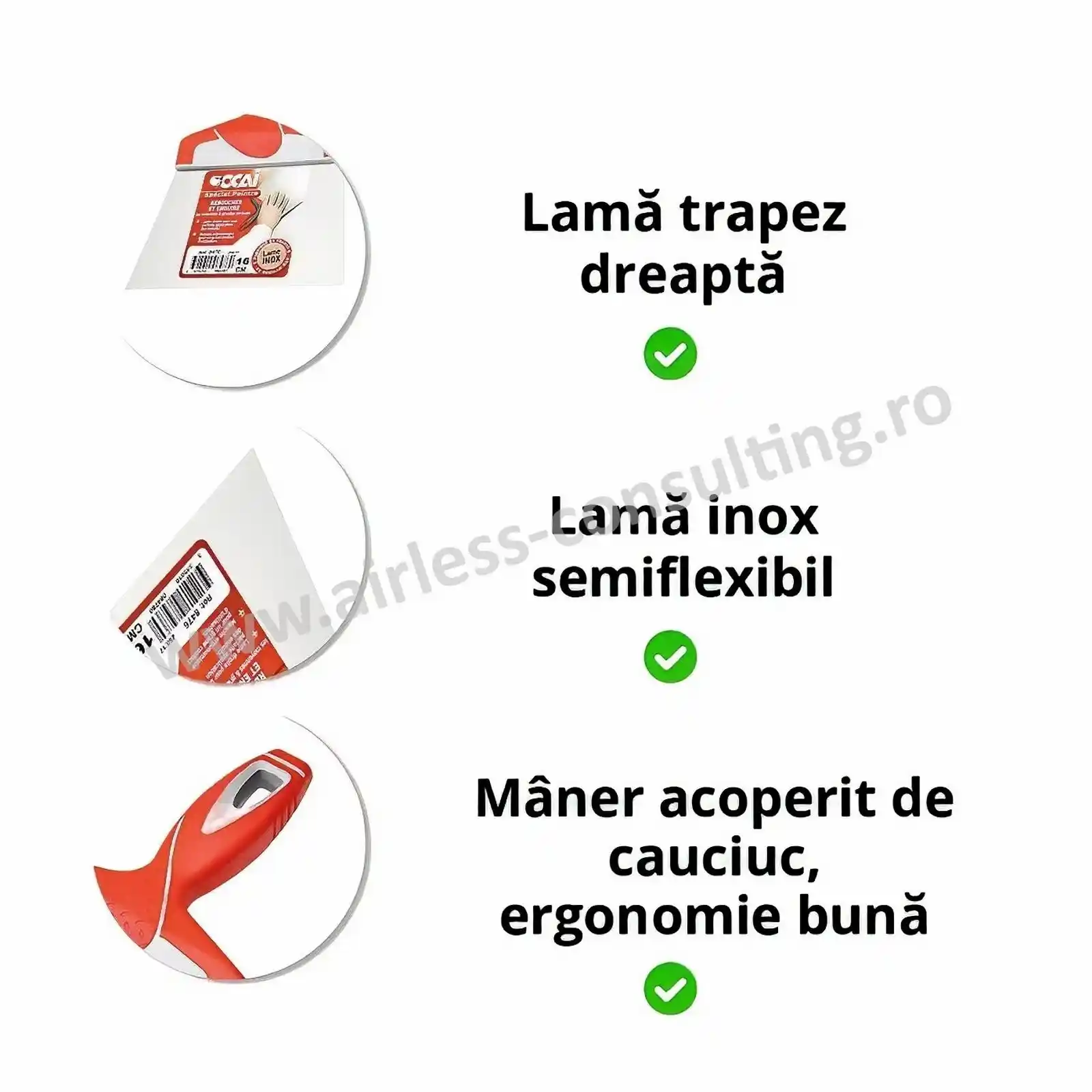 Spaclu trapez, 20 cm, OCAI, lama inox flexibila [1]