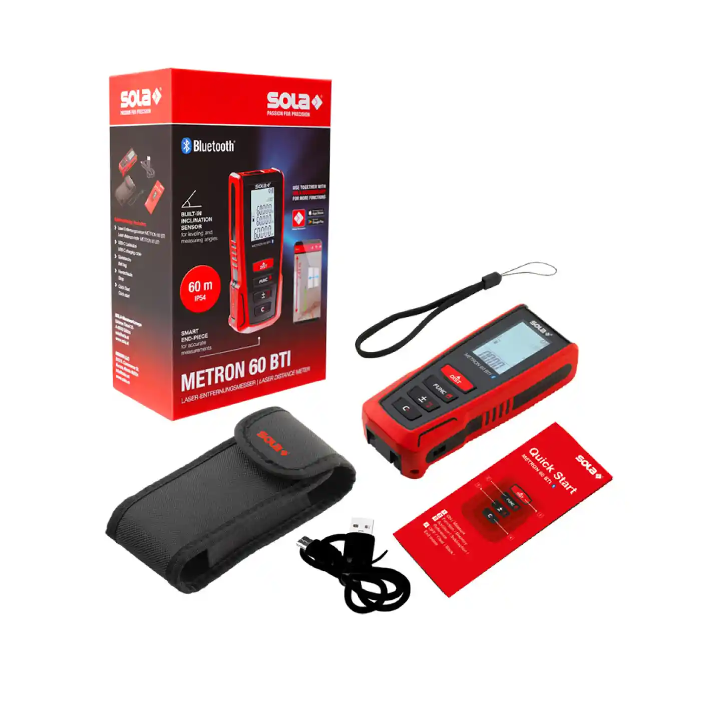 Telemetre cu laser - Telemetru laser SOLA METRON 60 BTI, cu Bluetooth, 60 m